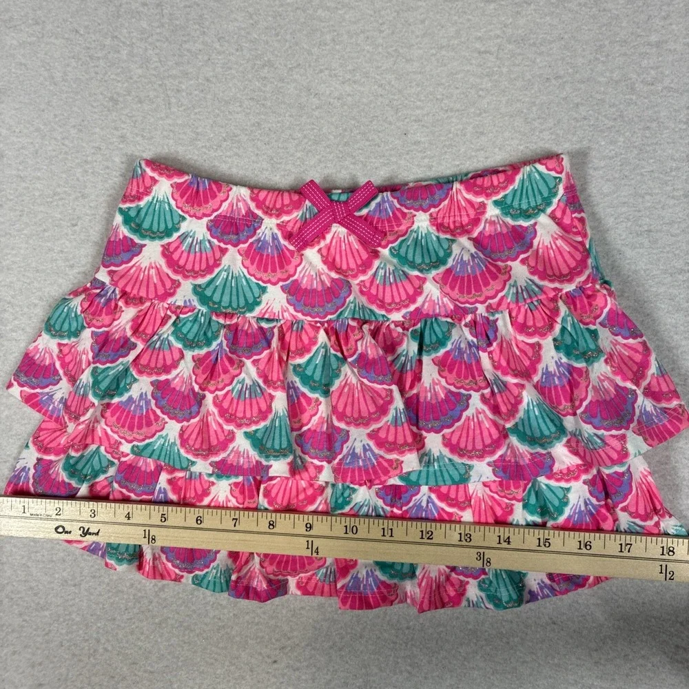 Tommy Bahama Skort Girls Medium 7/8 Pink Seashell Print Ruffle Beach Vacation